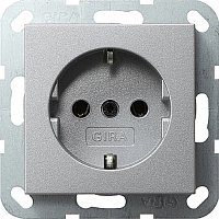 Розетка с заземлением без рамки Gira System55 1-м. 16А алюминий